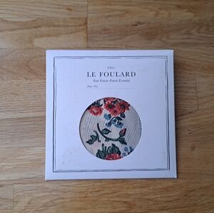 Sezane Floral Home Scarf in Cream with Red & Green Motif